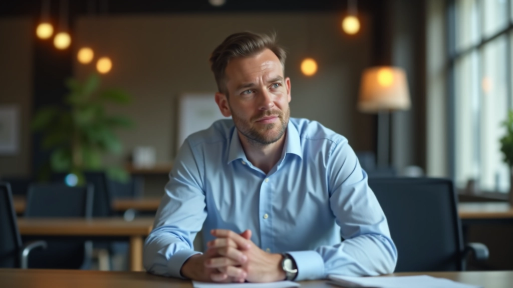 Man aan een bureau die aandachtig luistert, zonder onderbreking, met volle concentratie op de spreker