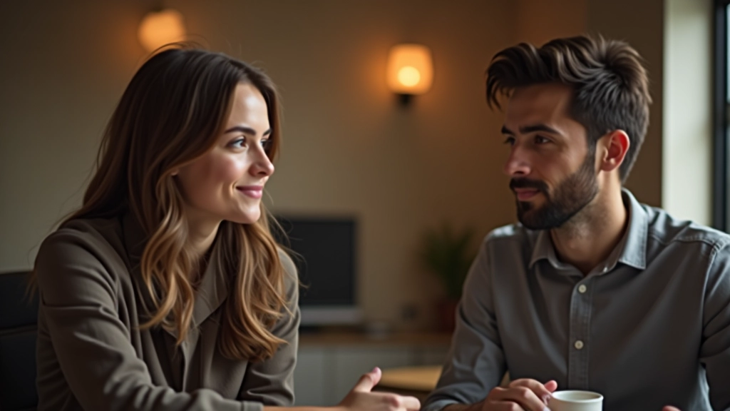 Man en vrouw in respectvol gesprek, beiden luisteren aandachtig naar elkaar