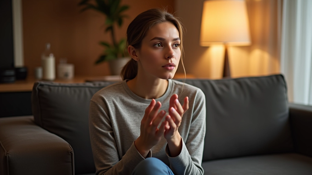 Persoon luistert met volle aandacht, openhartige lichaamshouding, kalm gezichtsuitdrukking in comfortabele setting